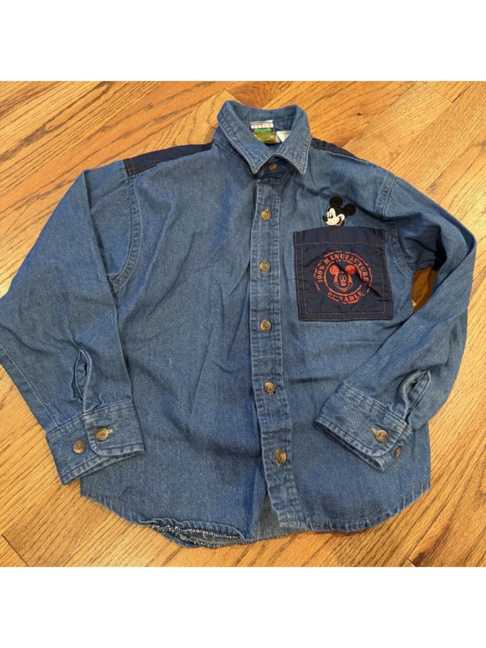 Disney Mickey Mouse Denim Vintage Boys Shirt Size 6